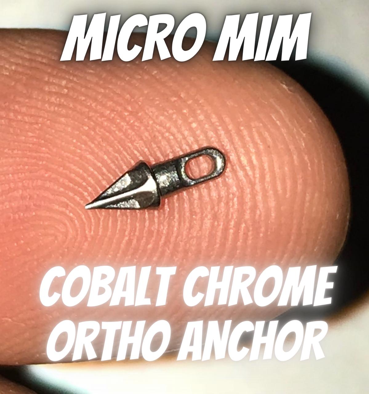 Micro MIM Cobalt Chrome Ortho Anchor on fingertip